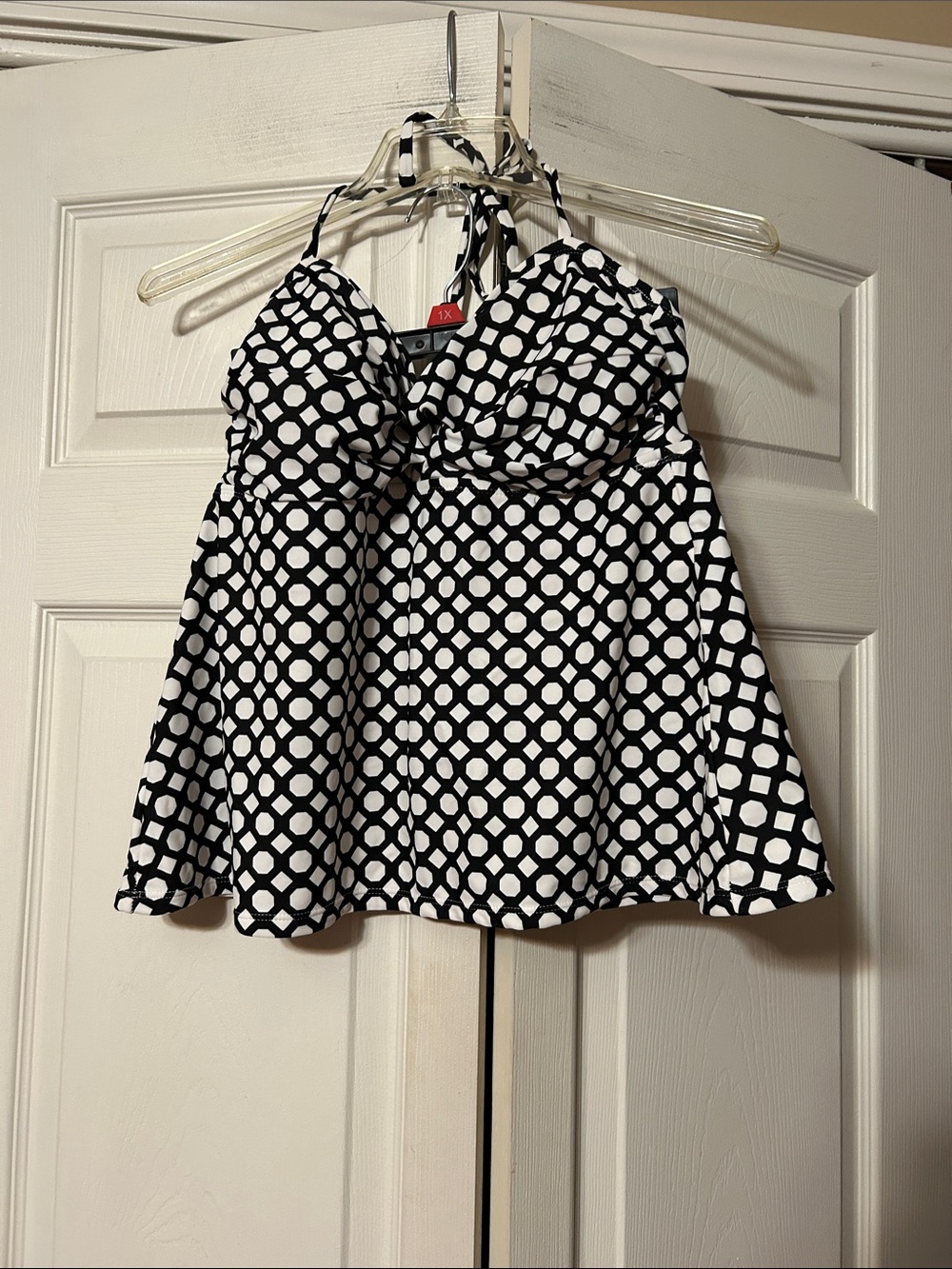 Catalina Black & White Geometric Halter Camisole